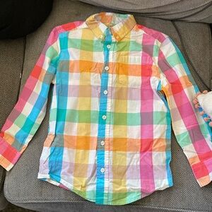 Child’s size 8 medium wonder nation long sleeve pastel plaid button down shirt